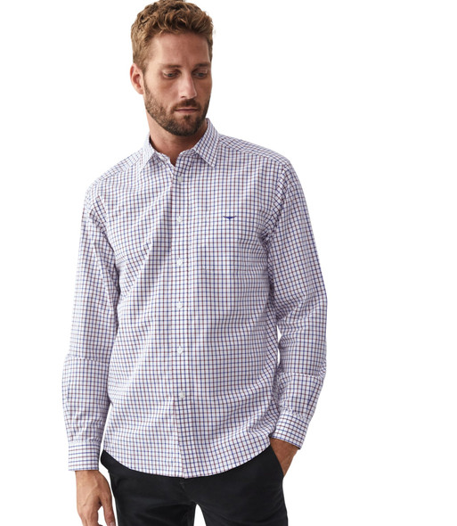 COLLINS SHIRT — Navy/Burgundy/White