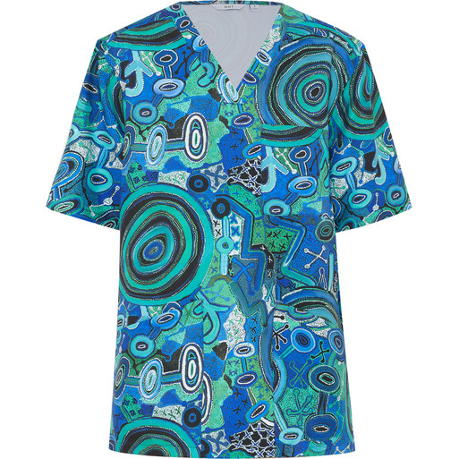 CATRFR-WARLU Unisex Scrub Top Warlu Indigenous Print