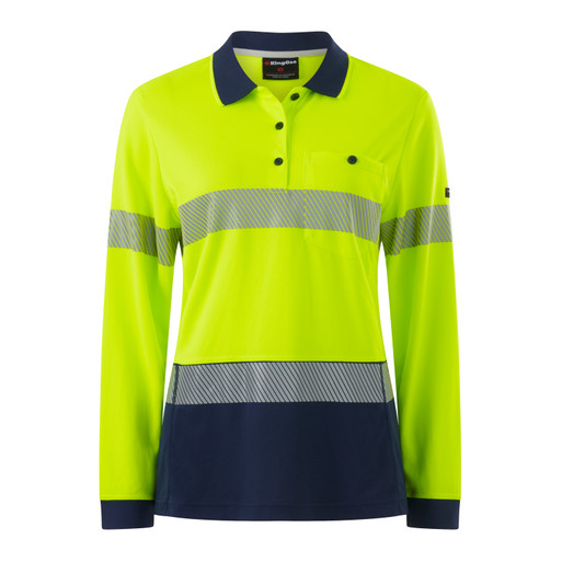 K44223 L/S Womens Hivis Segmented Tape Polo