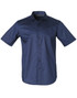 Benchmark M7110S Men's Dobby Striped Taped Short Sleeve Shirt - Territory Uniforms