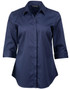 Benchmark M8110Q Ladies' Dobby Striped Taped 3/4 Sleeve Shirt - Territory Uniforms