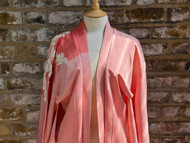 Pink & |White Flowers Haori  Kimono