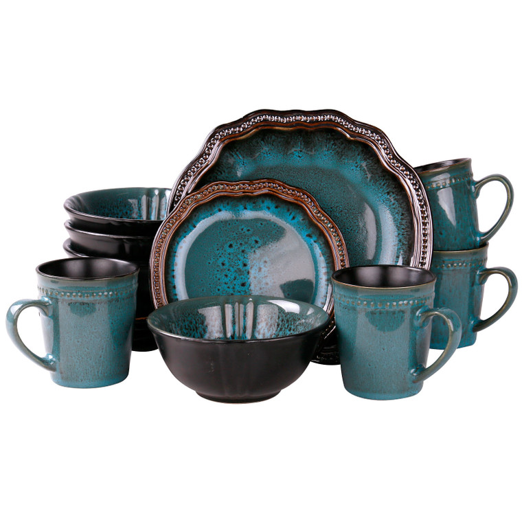 Elama’s Mystic Waves 16 Piece Dinnerware Set D970-EL-MYSTICWAVES