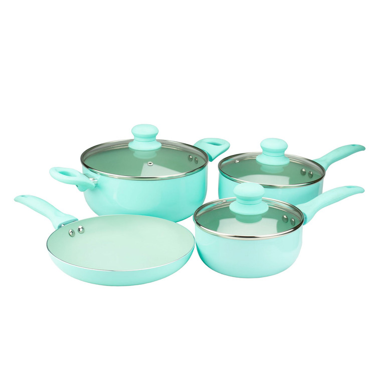 Brentwood 7 Piece Nonstick Aluminum Cookware Set in Blue D970-BPS-207BL