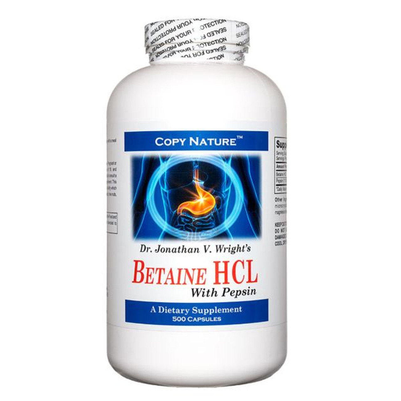 Betaine HCL w/Pepsin 500 Caps (650 mg)