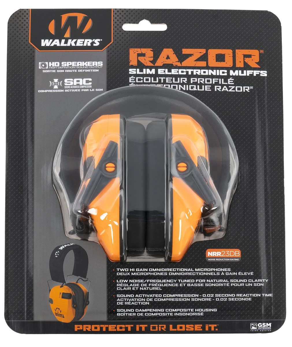 Walker's Razor Slim Electronic Muff Orange view 2