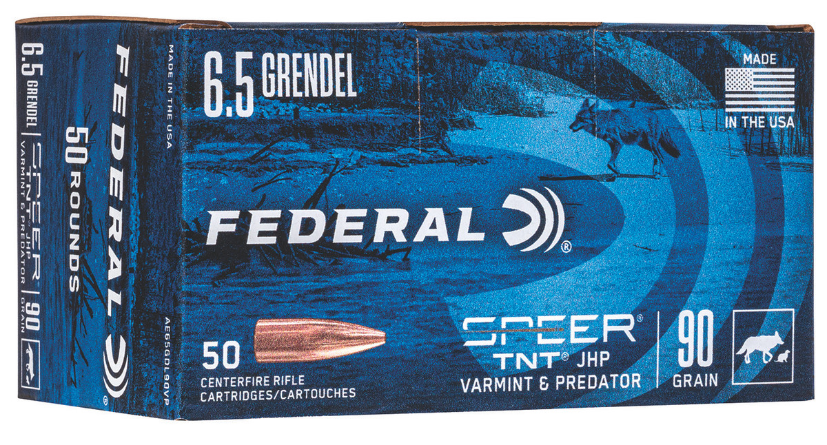 Federal Varmint & Predator American Eagle 6.5 Grendel 90 Grain JHP Brass