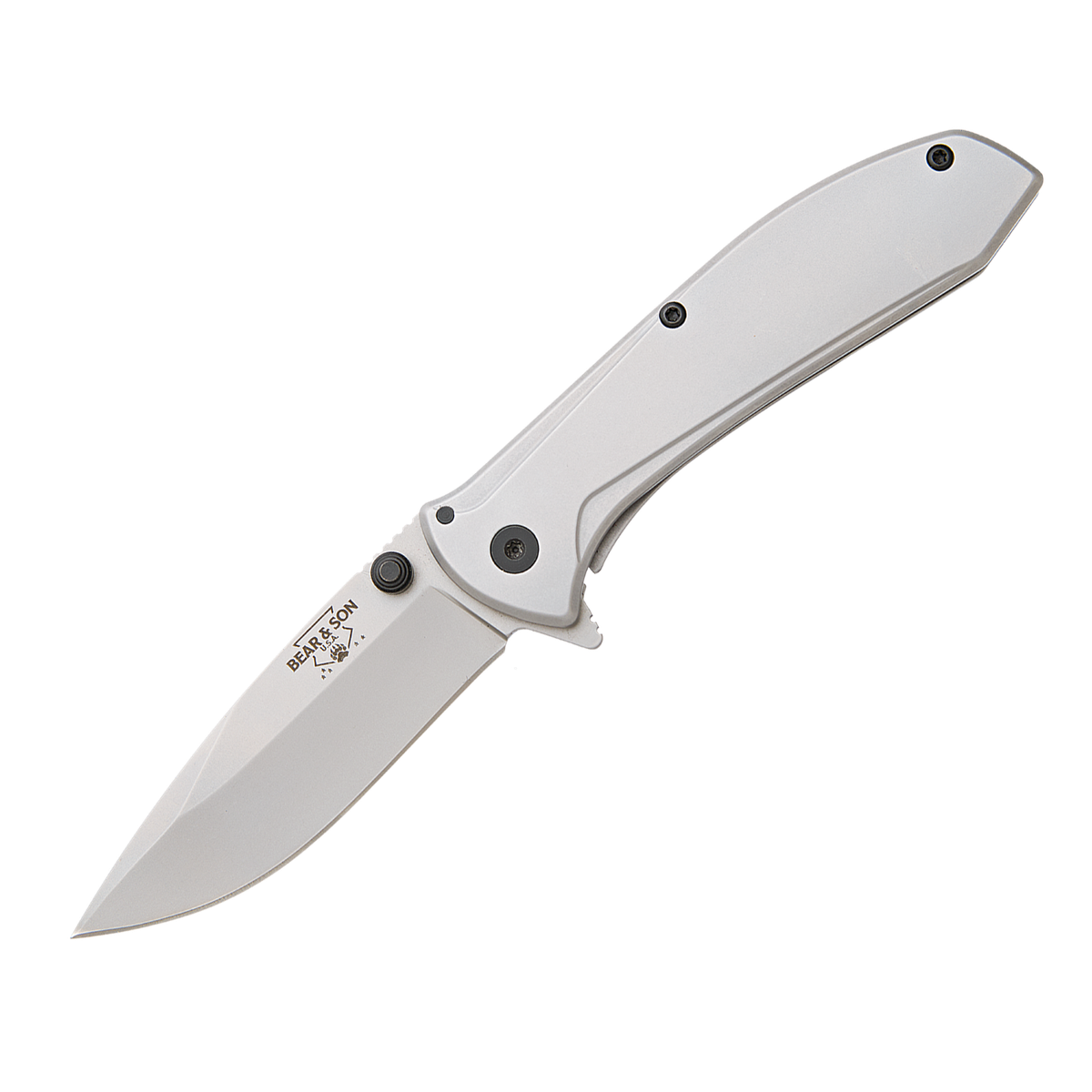 Bear and Son Framelock Folding Stainless Steel Grey 4"
