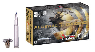 Federal P3006TA1 Premium Terminal Ascent 30-06Springfield 175gr 20 Per Box/10 Case Centerfire, Rifle Ammunition