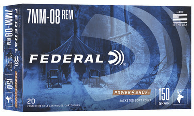 Federal 708CS Power-Shok 7mm-08Rem 150gr Jacketed Soft Point 20 Per Box/10 Case Centerfire, Rifle Ammunition