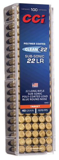 CCI 934CC Clean-22 Subsonic 22LR 40gr Lead Round Nose 100 Per Box/50 Case Rimfire Ammunition