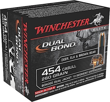 Winchester Dual Bond 454 Casull 260 Grain Bonded Dual Jacket 12-Segment Expansion S454DB