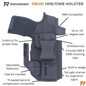 Rounded Druid IWB/OWB Kydex Holster Carbon Fiber view 3