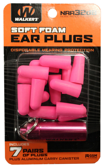 Walker's 7 Pairs Pink Foam Plug With Pink Aluminum Carry Canister view 2