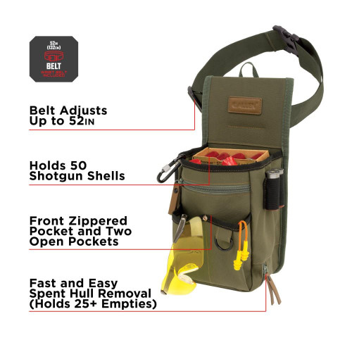 Allen Triumph Rip-Stop Double Compartment Shell Bag & 52in Waist Belt Range Bag Olive