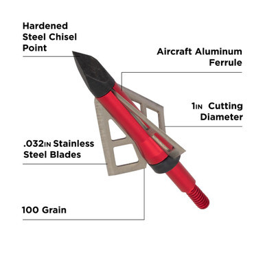 Allen Velox Photon 3-Blade Broadhead 3 Pack Red