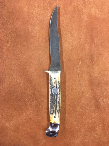 Moore Maker Damascus Game Knife 6.5" Stag