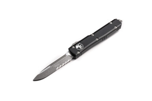 Microtech Ultratech S/E Apocalyptic Patrially Serrated Black 3.44" OTF 121-11AP