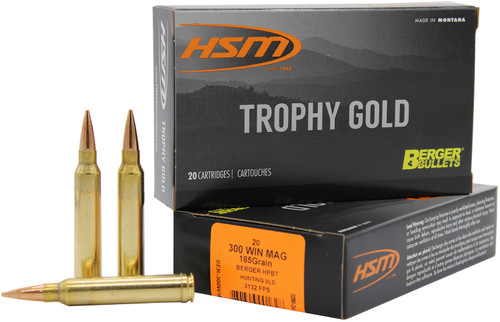 HSM Trophy Gold Extended Range 300 Win Mag 185 gr Berger Hunting VLD Match