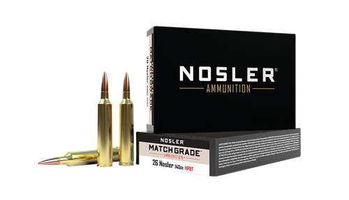 Nosler Match Grade 26 Nosler 140 Grain Spitzer Custom Competition Hollow Point Boat Tail
