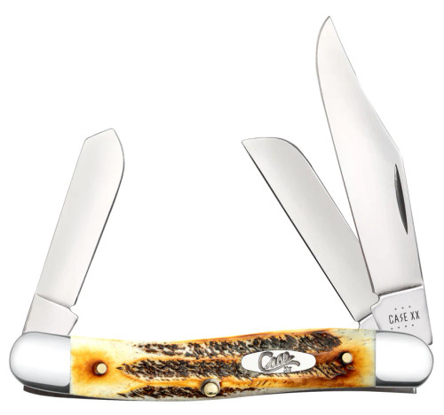 Case 6.5 BoneStag Stockman Clip/Sheepsfoot/Spey Folding Knives Stag