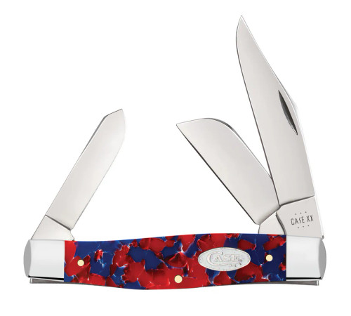 Case Smooth Freedom Kirinite 2.72"/2.3"/2.2" Clip/Sheepsfoot/Spey Folding Knives Red/Blue