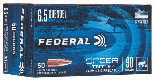 Federal Varmint & Predator American Eagle 6.5 Grendel 90 Grain JHP Brass