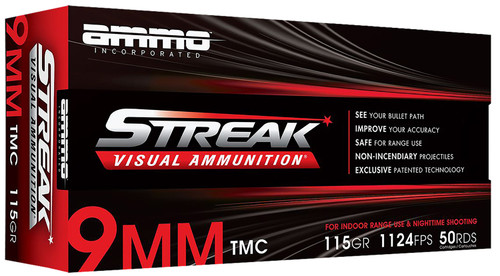 Ammo Inc Streak Visual Red 9mm 115 Grain TMC Brass