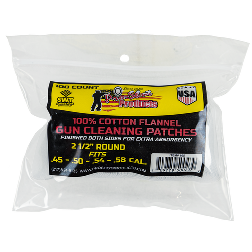 Pro-Shot .45-.58 Cal Black Powder Cotton Gun Cleaning Patches