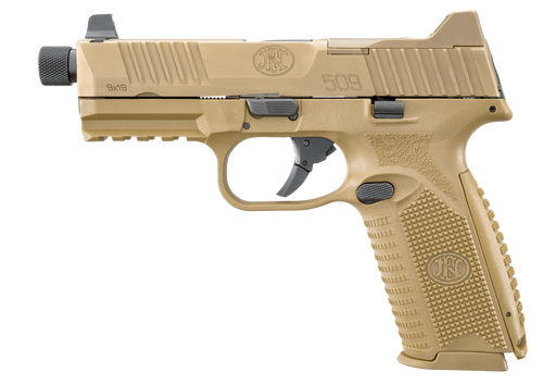 FN 509 Tactical 9mm (1) 17+1 (1) 24+1 4.5" Threaded Barrel Night Sights FDE 66-100373