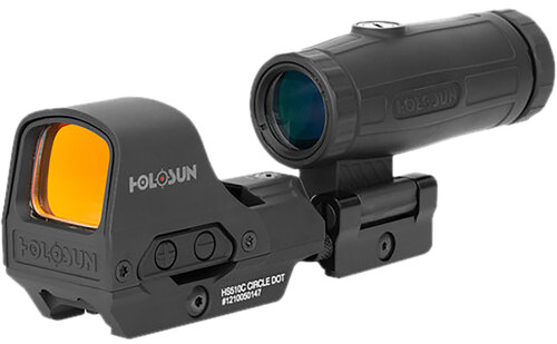 Holosun HE510C-GR & HM3X Combo 2 MOA Dot & 65 MOA Circle Red Dot Black