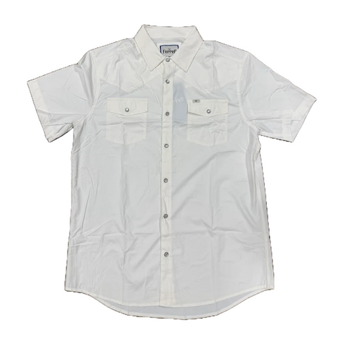 Ferrell Core Short Sleeve Small Snap Shirt White