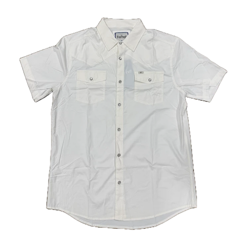 Ferrell Core Short Sleeve Medium Snap Shirt White