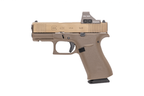 Glock 43X MOS 9mm 3.41" Coyote & Holosun HS407K X2 6 MOA FDE Red dot Kit UX435Z201FRMOSK