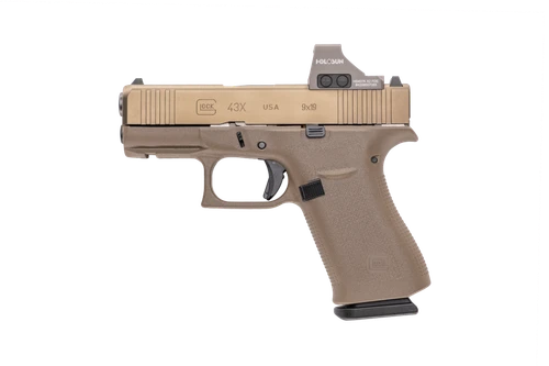 Glock 43X MOS 9mm 3.41" Coyote & Holosun HS407K X2 6 MOA FDE Red dot Kit