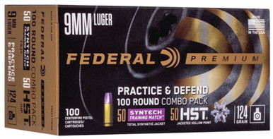 Federal Practice & Defend 9mm 124 Grain HST JHP/Syntech TSJ