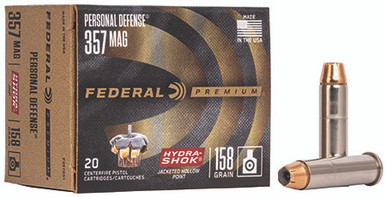 Federal Personal Defense 357 Mag 158 Grain Hydra-Shok Jacketed Hollow Point