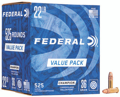Federal Champion Training Value Pack 22 LR 36 Grain Copper Plated Hollow Point
