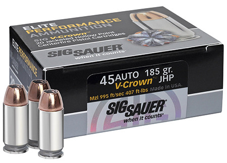 Sig Sauer Elite 45 ACP 185 Grain V-Crown Jacketed Hollow Point view 2