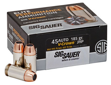 Sig Sauer Elite 45 ACP 185 Grain V-Crown Jacketed Hollow Point