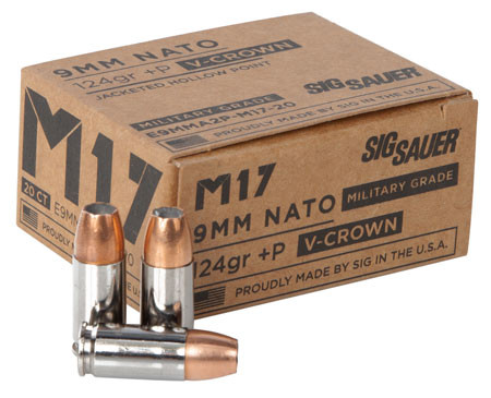Sig Sauer Elite M17 9mm +P 124 Grain V-Crown Jacketed Hollow Point