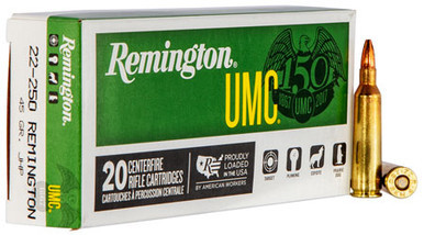 Remington UMC 22-250 Rem 45 Grain Jacketed Hollow Point
