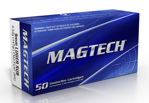 Magtech Range/Traning 9mm 147 Grain Full Metal Jacket Flat Subsonic 9G