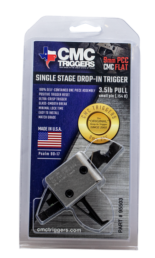 CMC Triggers Drop-In AR 15 PCC SingleStage Flat Trigger with 3-3.50 lbs Draw Weight BlackSilver