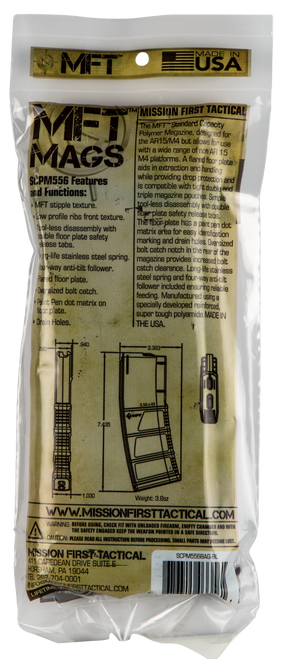 Mission First Tactical Standard 223Rem/5.56 NATO 30 Round AR-15 Magazine Black view 2