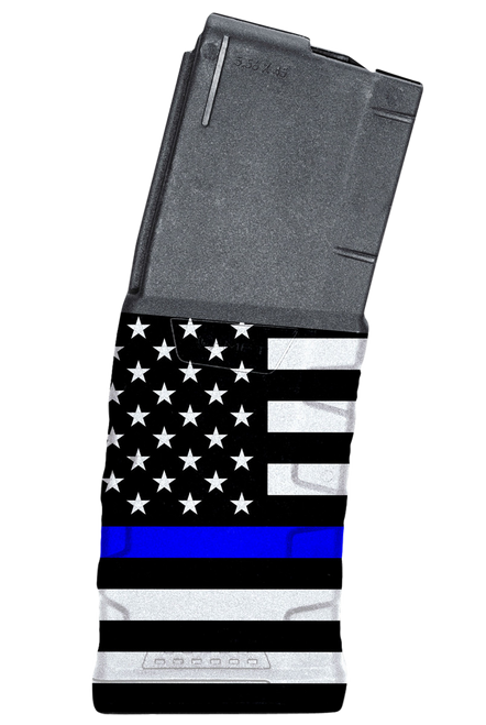 Mission First Tactical Extreme Duty 223 Rem/5.56 NATO 30 Round AR-15 M4 Blue Line American Flag Magazine EXDPM556AMB1