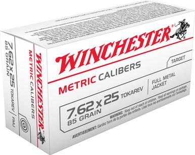 Winchester USA 7.62x25mm Tokarev 85 Grain Full Metal Jacket