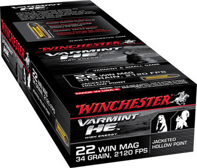 Winchester Varmint HE 22 WMR 34 Grain Jacketed Hollow Point