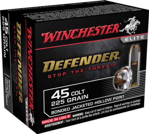Winchester Defender 45 Colt 225 Grain Bonded Jacket Hollow Point S45CPDB