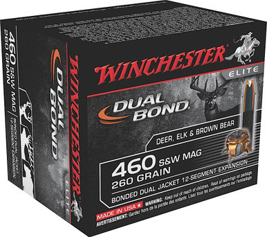 Winchester Dual Bond 460 S&W 260 Grain Bonded Dual Jacket 12-Segment Expansion